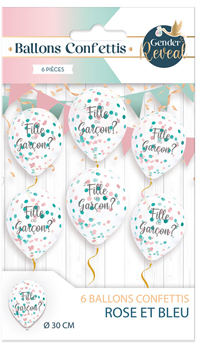 BALLONS GENDER REVEAL, LOT DE 6 - Baby shower - Fêtes et anniversaires - Fête en Fête - Déguisements, mariages, baptêmes, articles de fête, halloween 