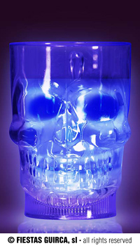 PICHET TETE DE MORT LUMINEUX - Décorations halloween - Halloween - Fête en Fête - Déguisements, mariages, baptêmes, articles de fête, halloween 