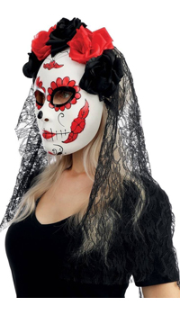 MASQUE SANTA MUERTE AVEC VOILE - Masques - Halloween - Fête en Fête - Déguisements, mariages, baptêmes, articles de fête, halloween 