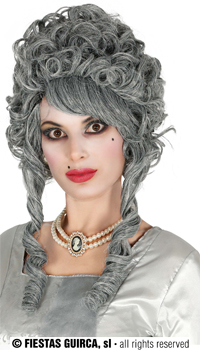 PERRUQUE MARQUISE GRISE - Perruques - Perruques et postiches - Déguisements et accessoires - Fête en Fête - Déguisements, mariages, baptêmes, articles de fête, halloween 
