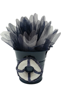 SEAU EN ZINC BLEU MARINE  - Contenants verre, métal, bois, tissu - Contenants à dragées - Mariages, baptêmes, communions - Fête en Fête - Déguisements, mariages, baptêmes, articles de fête, halloween 